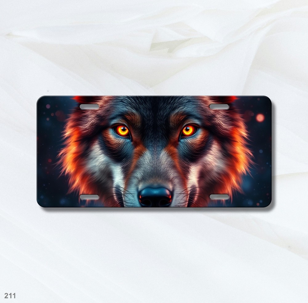 Realistic Wolf License Plate Customizable Front Plate Anniversary Gift