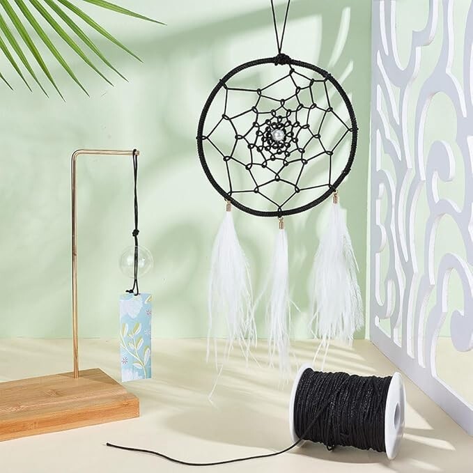1.5mm 100 Yard Black Nylon Cord Wind Chime Cord Replacement Braided Blind String