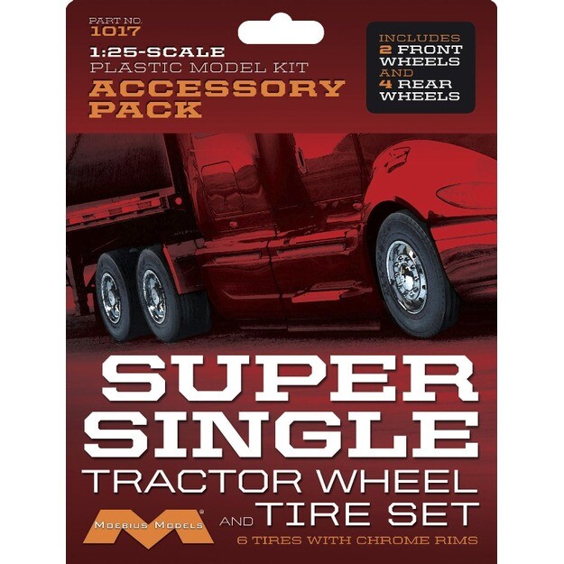 Moebius Models 1017 Super Single Tractor Wheel & Tire Set 1/25 Scale