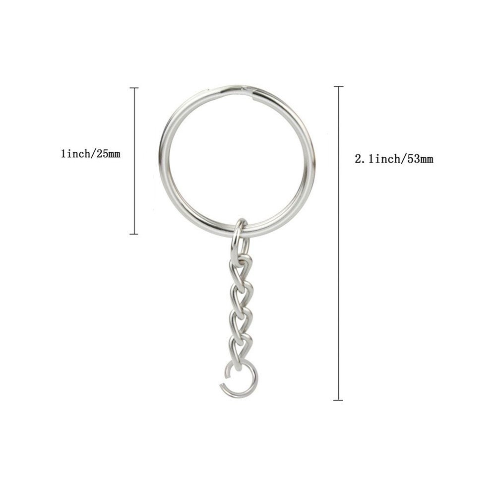 KINGFOREST 100PCS Split Key Ring Kit with Chains & Jump Rings 100PCS, Silver