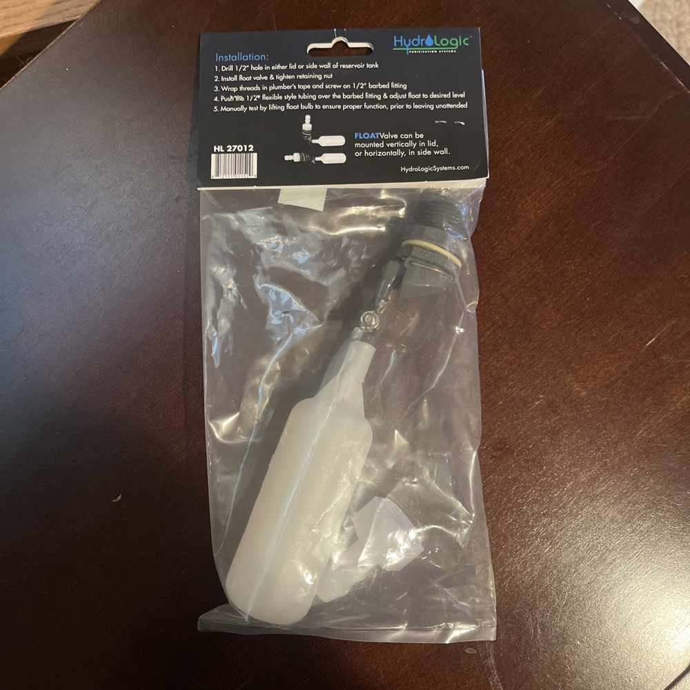 Hydro Logic Float Valve 1/2" Barbed - 1/2 inch barb hydrologic