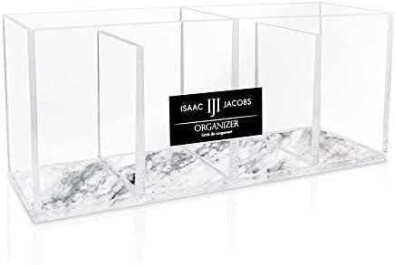 Isaac Jacobs 4-Compartment Clear Acrylic Organizer- Makeup Brush Holder, Storage