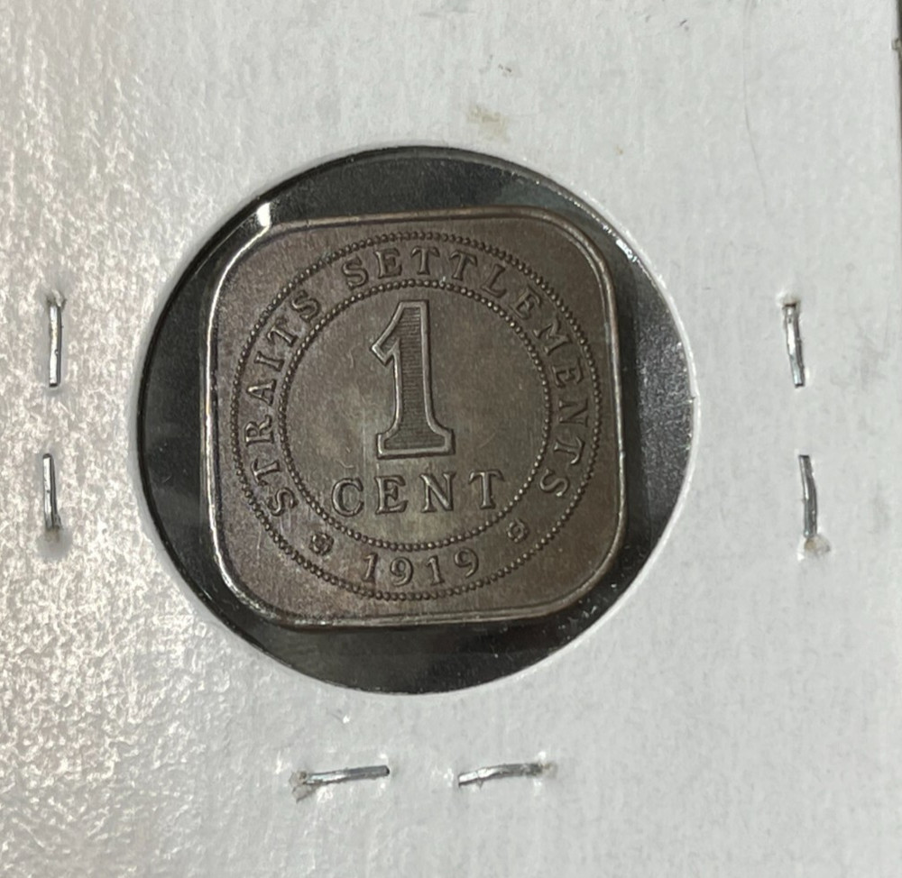 1919 Strait Settlement One Cent Coin High Grade