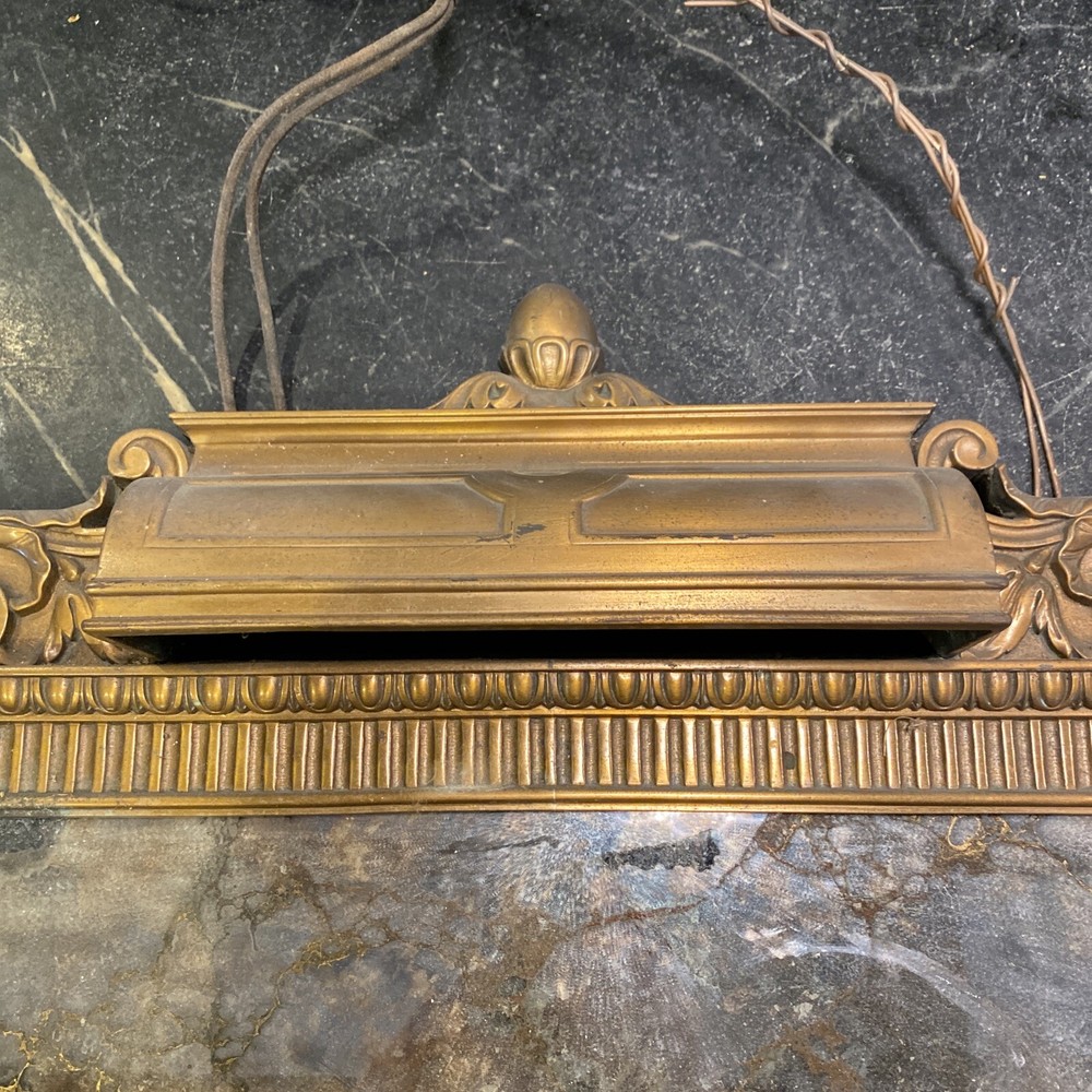 Vintage Original Heavy Brass Mirror With Light