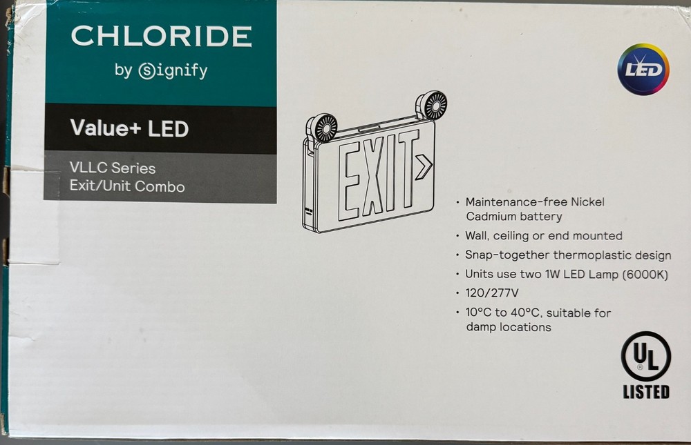 5 pcs - Chloride by Signify - Exit/Emergency Light Combo 3.6V,