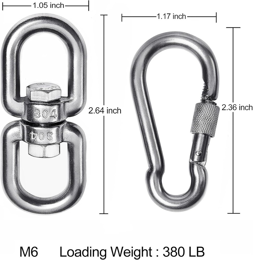 Sturdy Double Ended Swivel Eye Hook with Two Snap Hooks - Safe & Durable Design