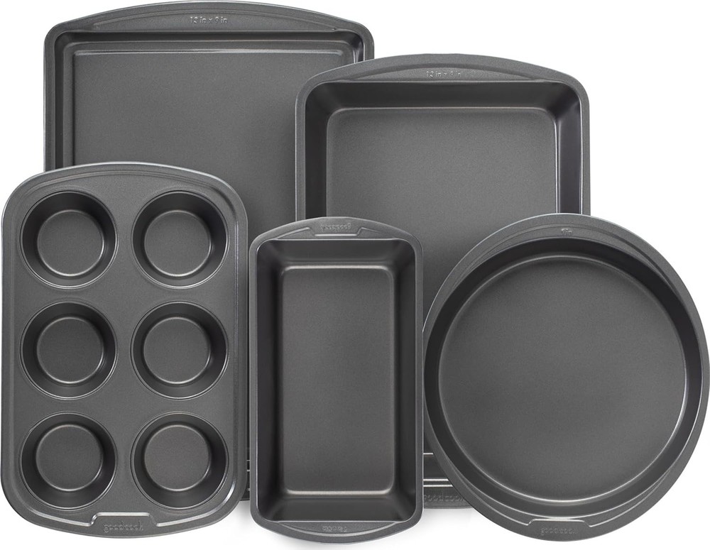 Everyday Nonstick Steel 5-Piece Bakeware Set, Gray, Includes Cookie Sheet, Ca...