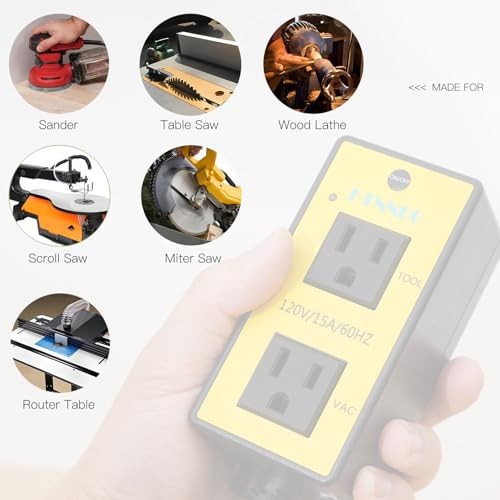 Automatic Remote Vacuum Switch，Load Sensing Outlets,Power Tool/Table Saw