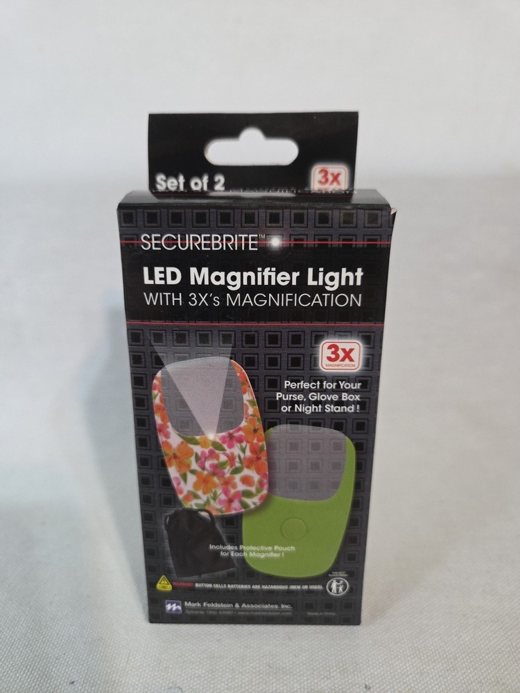 SECUREBRITE Magnification 3X Magnifiers with LED Light Set of 2