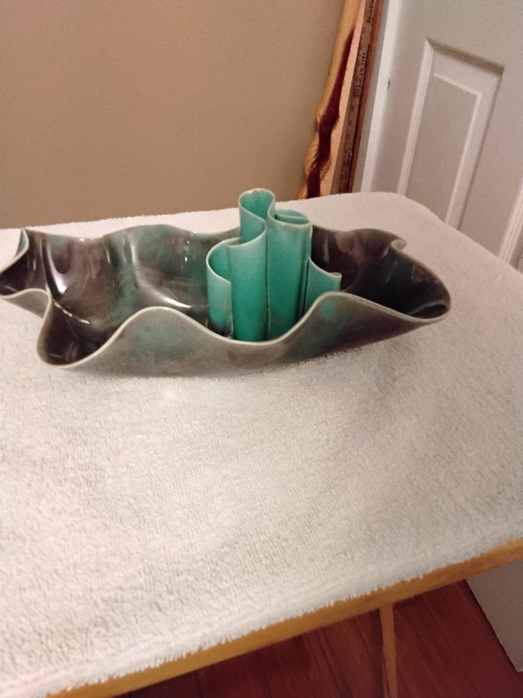 Paula West Ceramic 6 Bud Holder Vase with Wavy Top