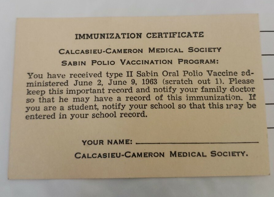 Immunization Certificate Oral Polio