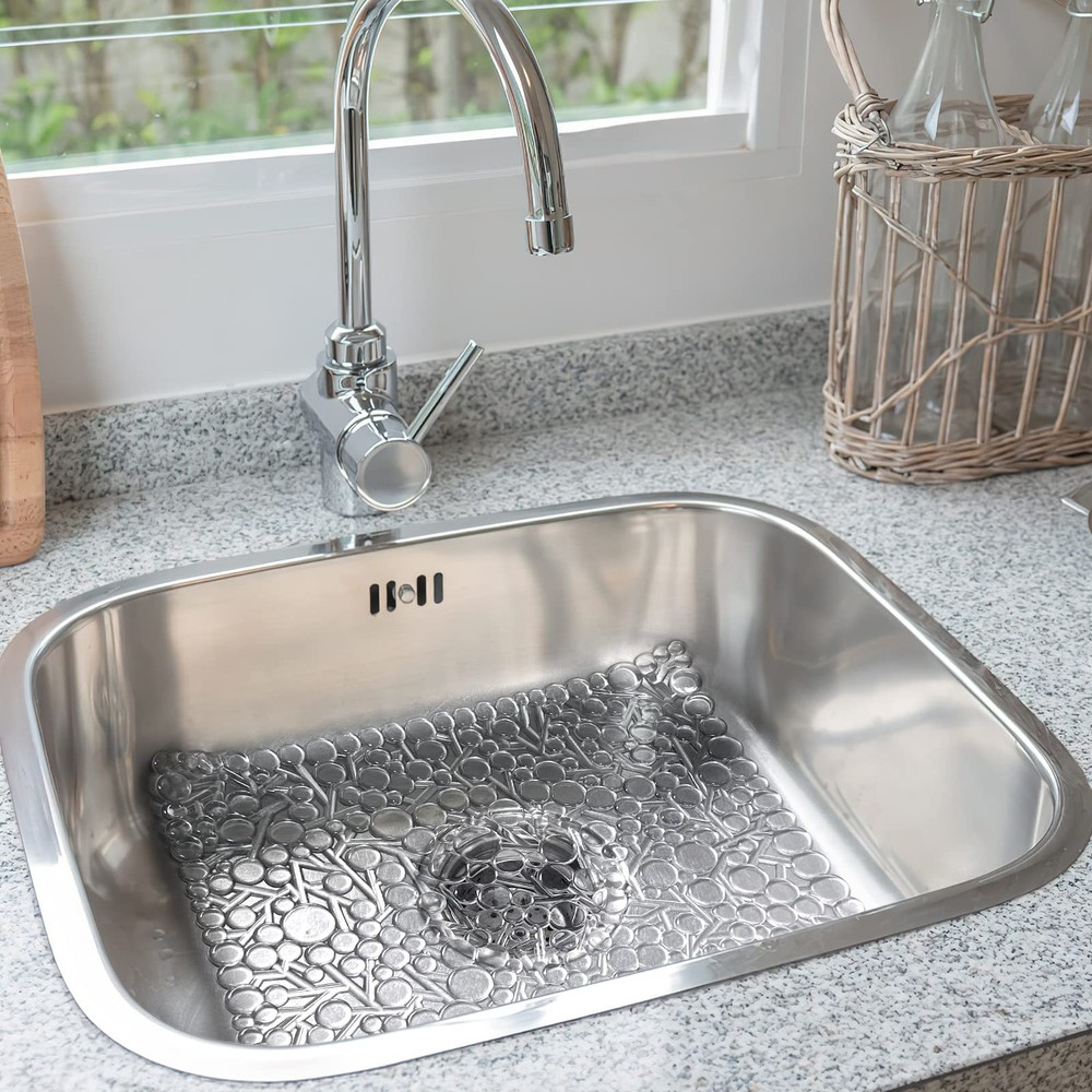 Kitchen Sink Mat PVC Protector Adjustable Dish Drying Pad Clear 2 PCS Guard