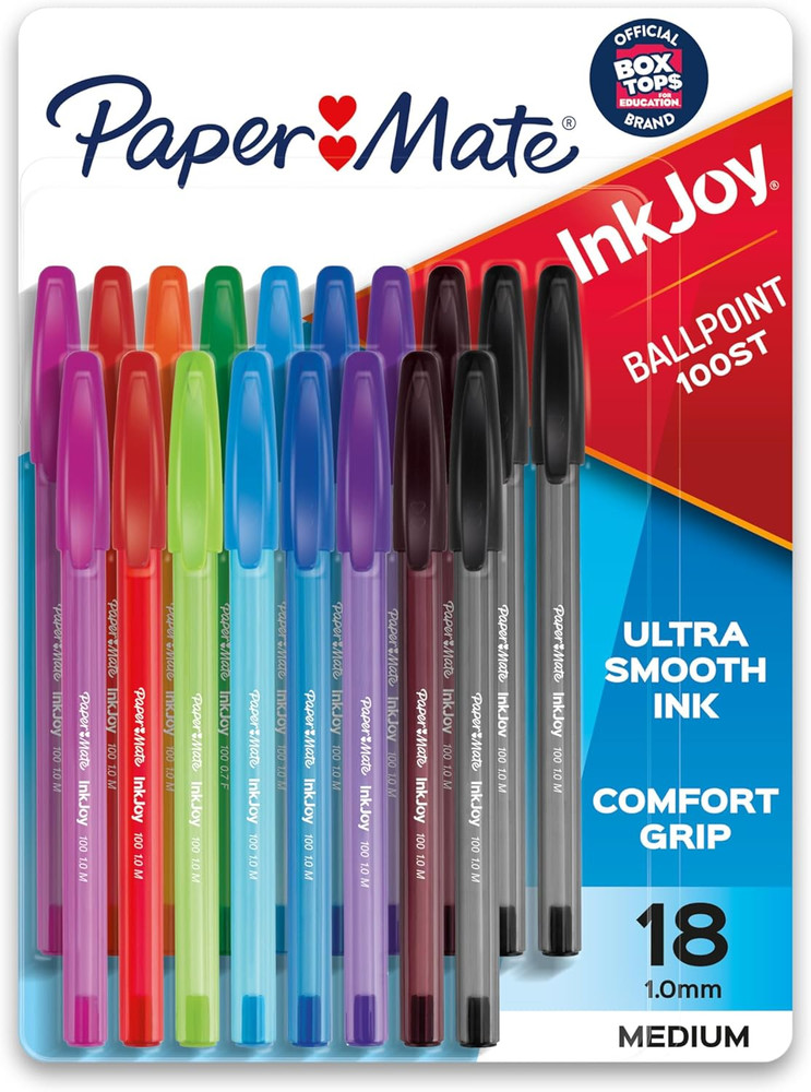 Inkjoy 100ST Ballpoint Pens, Medium Point (1.0Mm), Assorted, 18 Count
