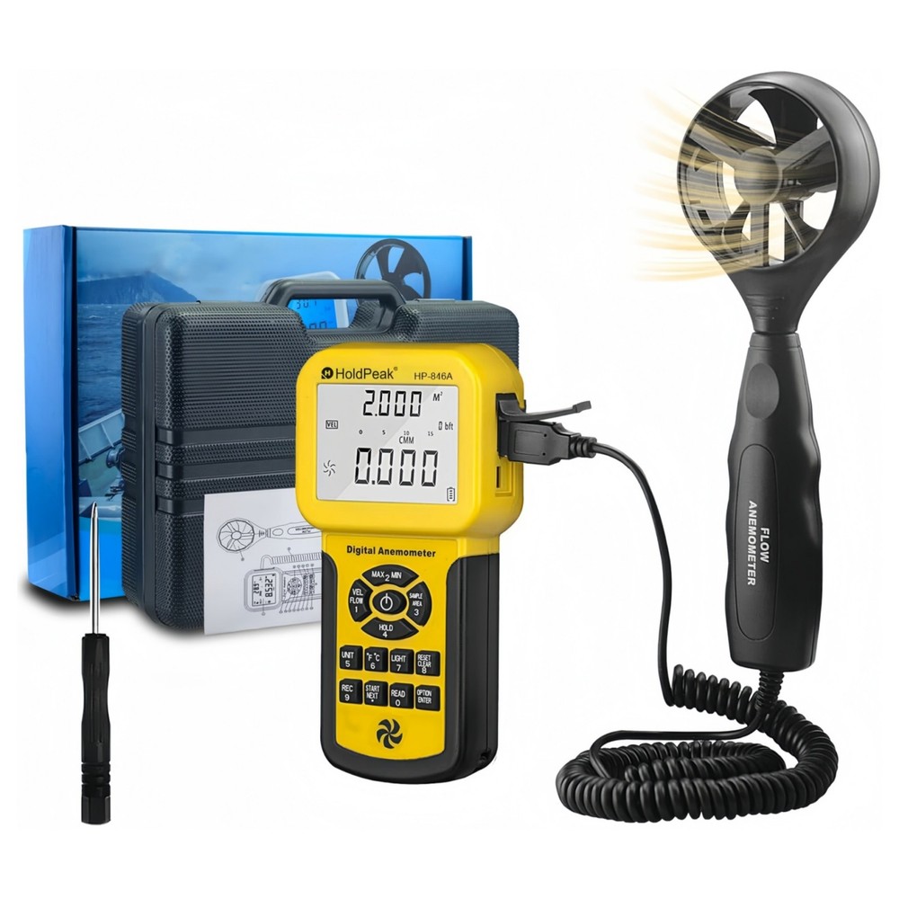 Pro HVAC Anemometer Handheld CFM Meter Wind Speed Meter with USB Data Export PC