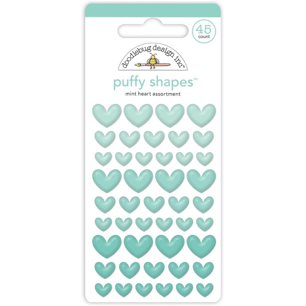 Doodlebug ~ PUFFY SHAPES ~ Mint Hearts Assortment