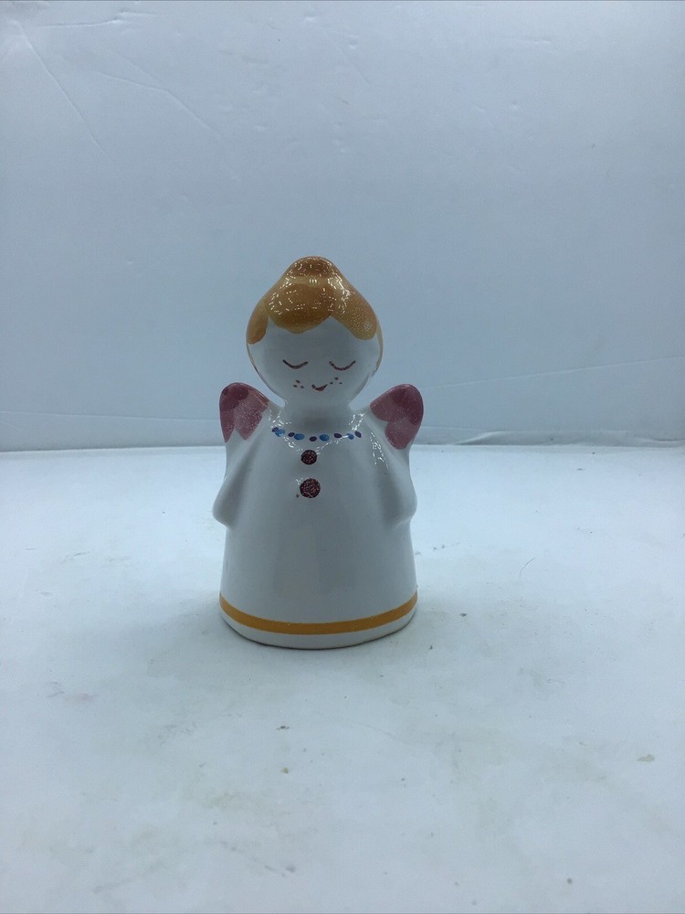 Ceramic Angel Bell Pink Wings Clapper