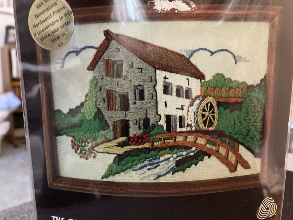 VTG 1980 Dimensions Crewel Embroidery THE OLD MILL kit no instructions/started