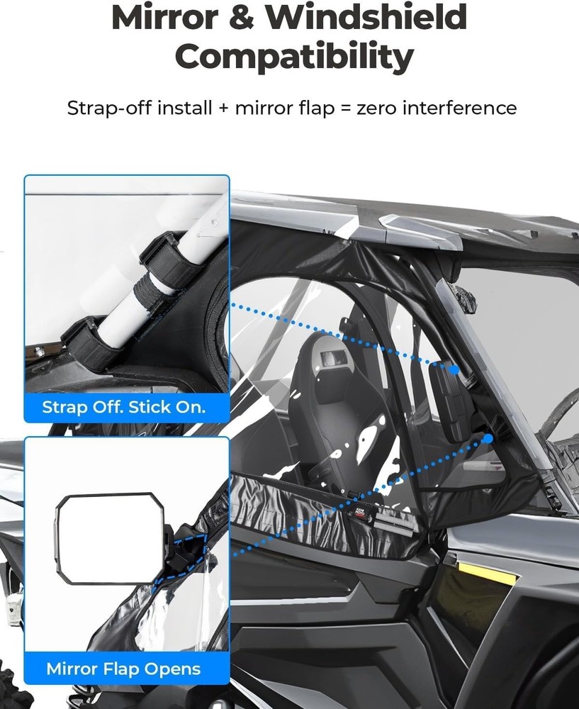 Soft Cab Enclosures & 2 UTV Dome Light Compatible with Polaris RZR XP 1000 / ...