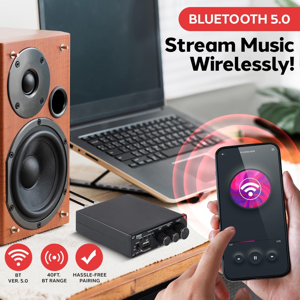 Pyle 2.1 CH Wireless 200W Bluetooth Stereo Amplifier