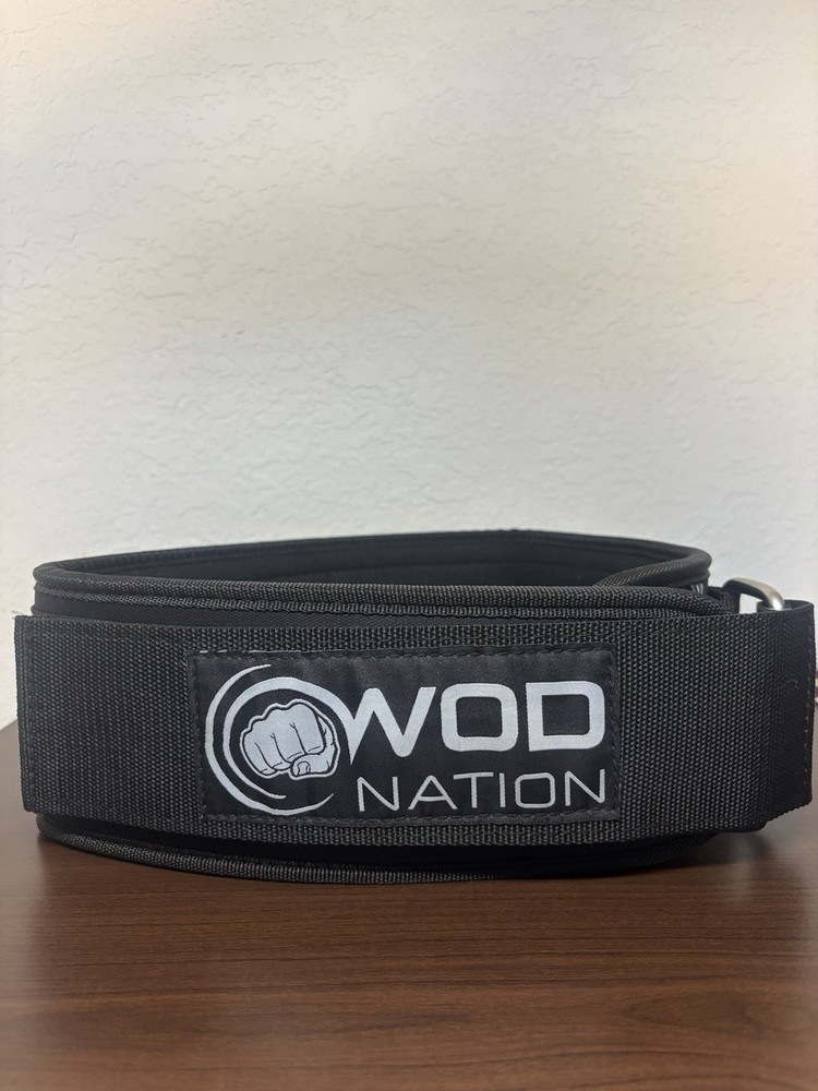 Weightlifting Belt Lifting Gym Hook-Loop Closure Size Medium Black Wod Nation