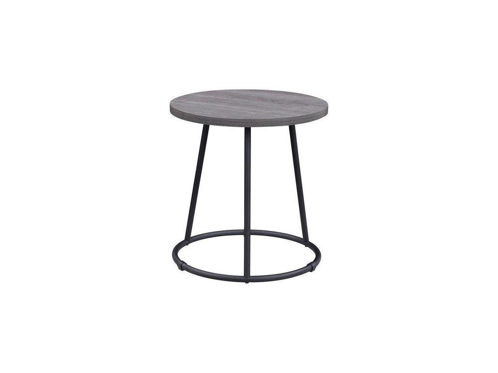 Lorell End Table, Round, Steel Base, 19"x19-3/4" , WCharcoal (LLR16262)