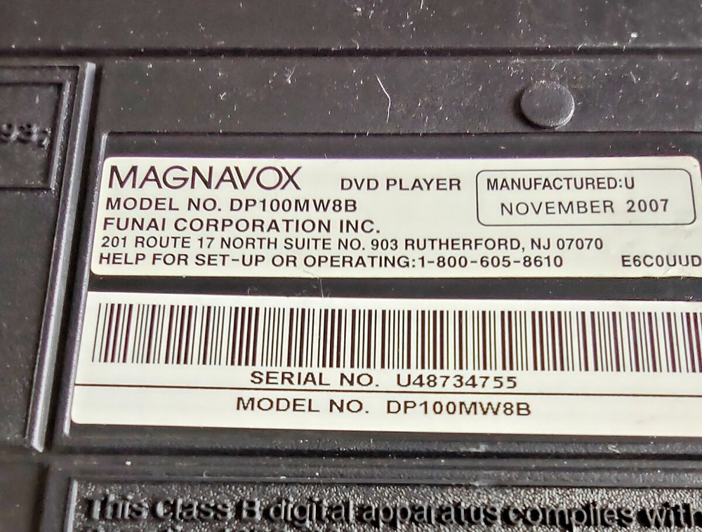 MAGNAVOX DVD PLAYER DP100MW8B - TESTED & WORKS!