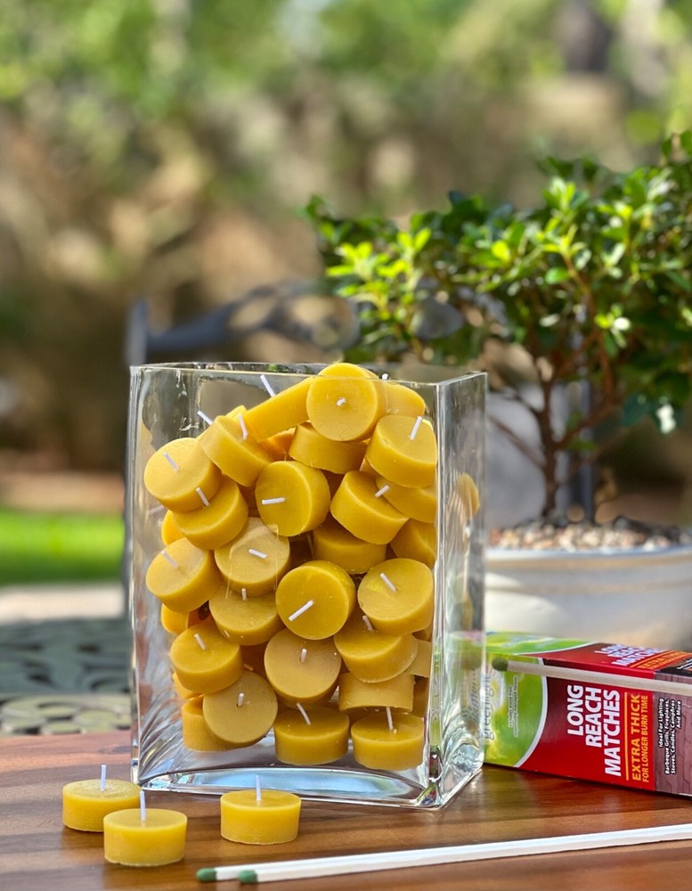 100% Beeswax Tea Light Candles, Refills with and without cups