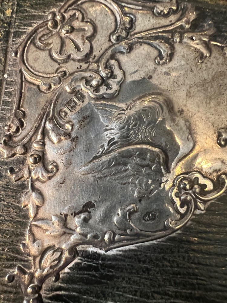 Victorian 1904 Writing Desk with Silver Angels