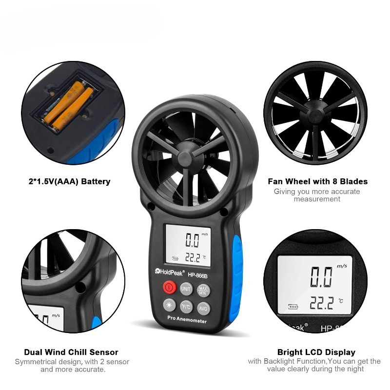 Handheld High-Precision Cup Anemometer Wind Speed Measurement Instrument Meter