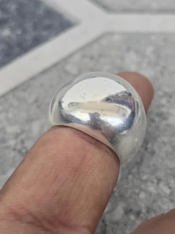Dome Ring, 925 Sterling Silver Ring, Large Plain Wide Band, Boho Statement Ring,