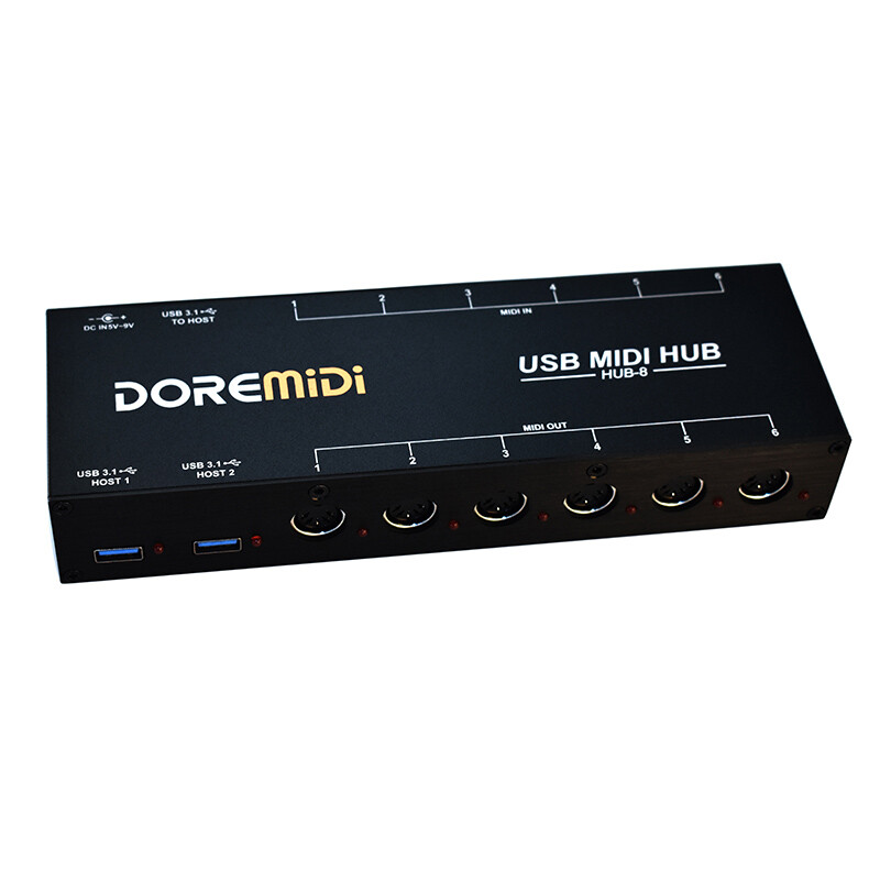 USB3.1 HUB-8 MIDI 6x6 MIDI Interface x2 MIDI Hub Controller 96 Channels Adapter