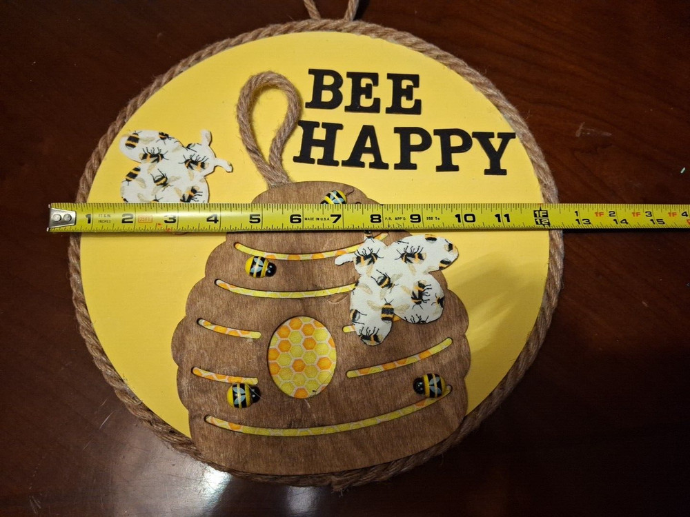 BEE HAPPY, BEE SIGN YELLOW AND BLACK