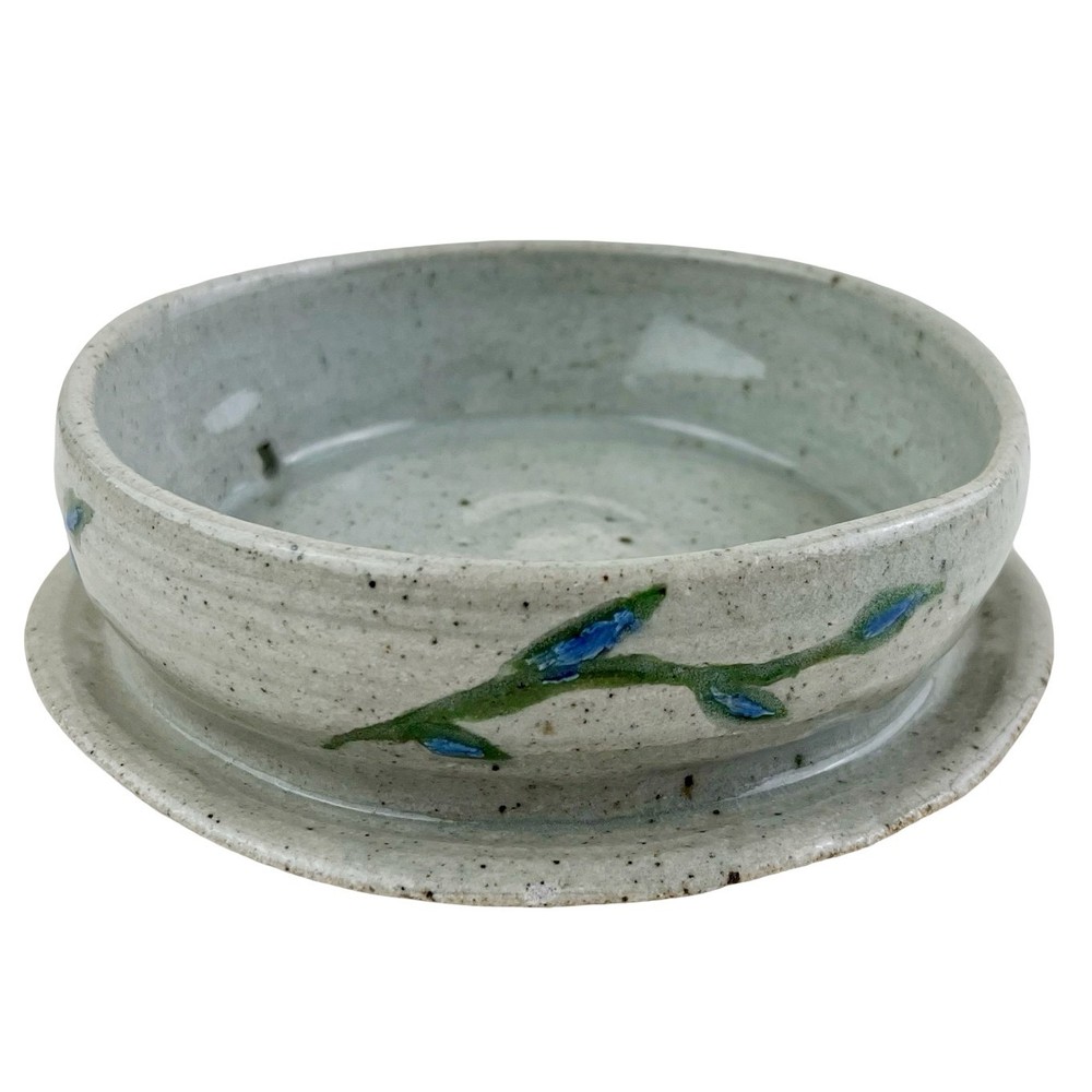 Studio Art Pottery Planter Drip Tray Plate Only Earthenware Leaf Vine Signed 6"