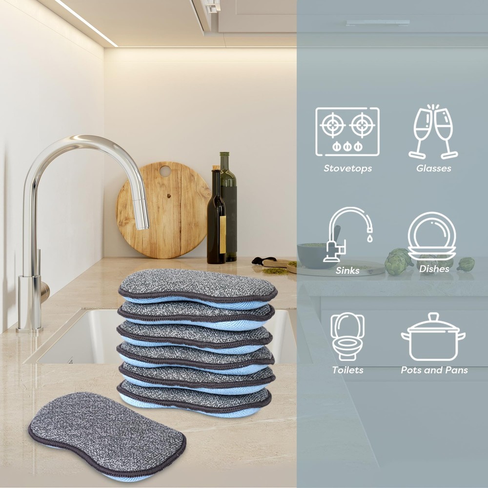 Multi-Purpose Sponges Kitchen by Scrub-it - Non-Scratch Microfiber sponges fo...