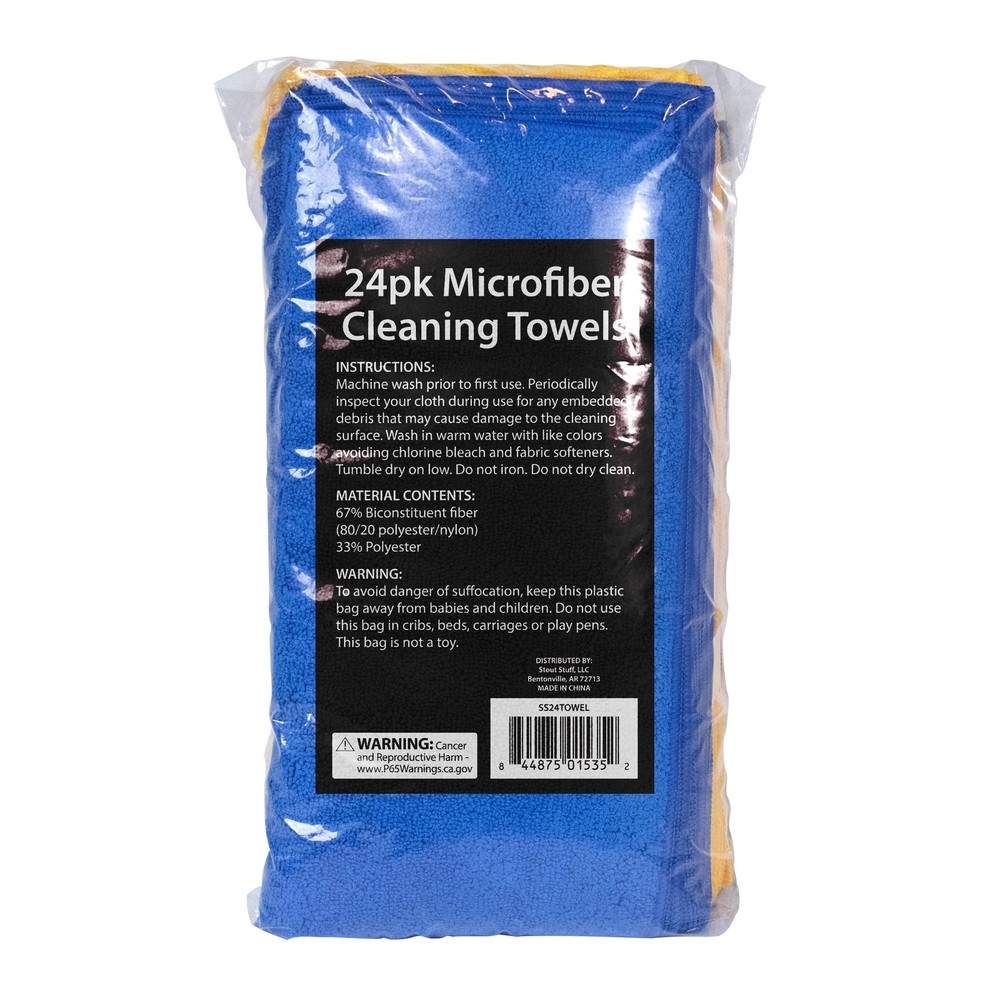 Stout Stuff Microfiber Cleaning Towels, 24 Count Multicolor