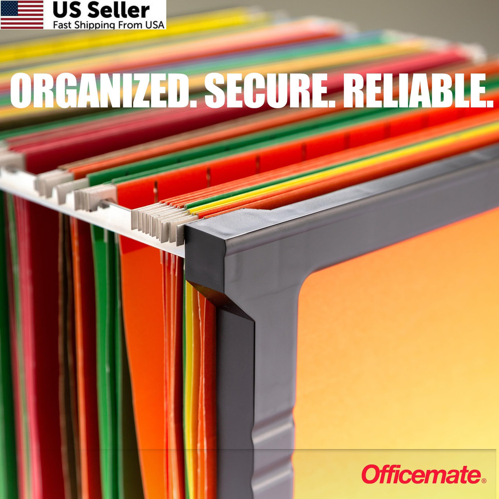 Officemate Plastic Hanging File Folder Frame, 18 Inch, 18 Black & Gray
