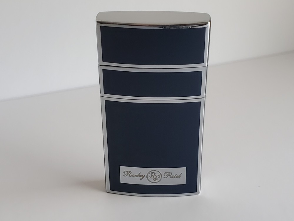 Rocky Patel H.E. Single Jet Cigar Torch Lighter - Midnight Blue & Chrome
