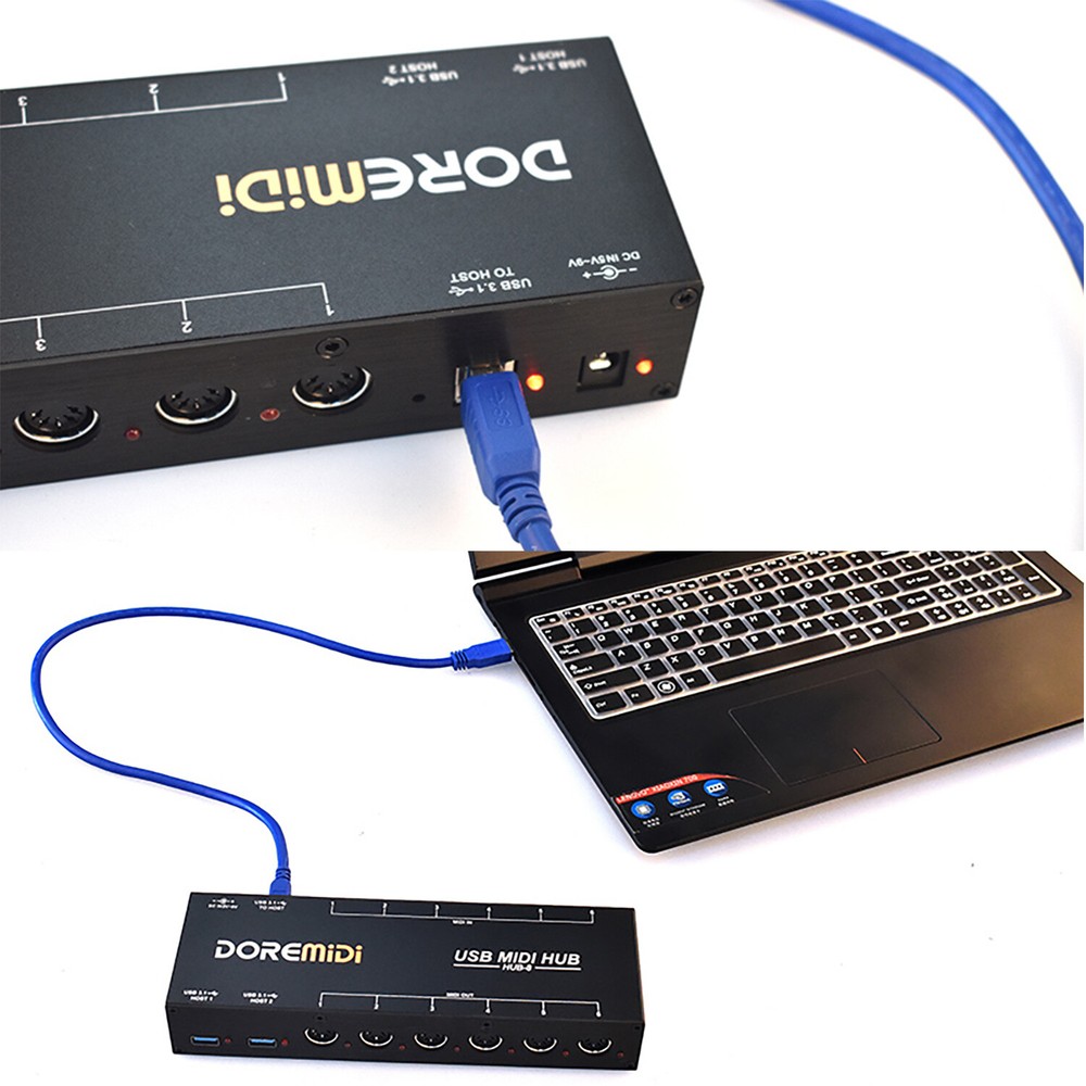 USB3.1 HUB-8 MIDI 6x6 MIDI Interface x2 MIDI Hub Controller 96 Channels Adapter
