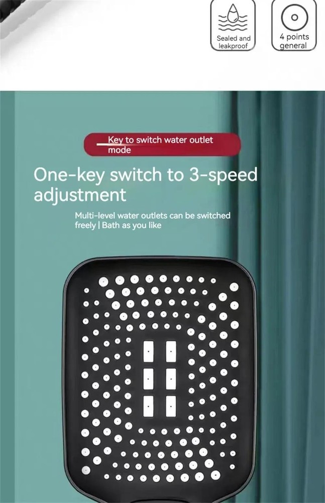Adjustable Shower Head 3-mode High Pressure Rainfall – Water Saving Design