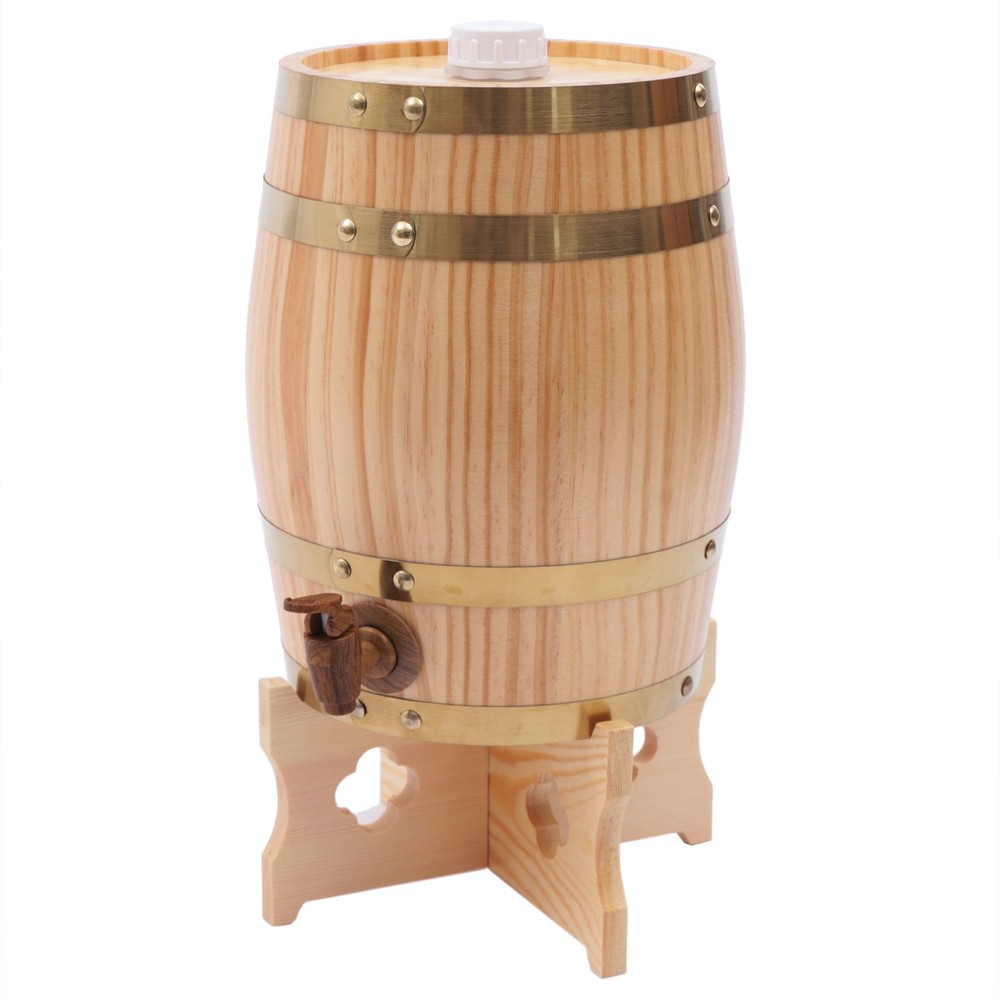 5L Wood Wine Barrel - 1.32 Gallon Brewing Container for Beer & Wine