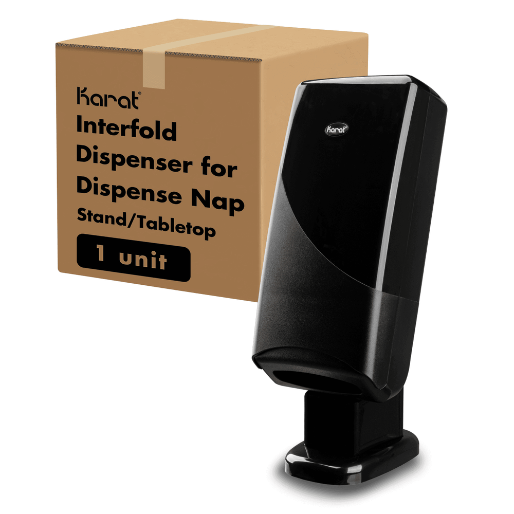Karat Interfold Dispenser for Dispense Nap, Stand/Tabletop, Black - 1 unit