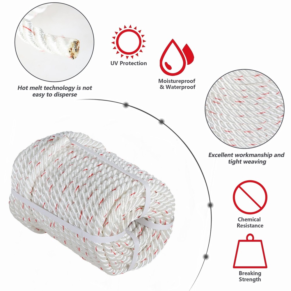 8900Lbs Double Braid Polyester Arborist Bull Rope Pulling Rigging Line 5/8"×150'