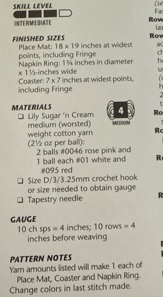 ~Crochet~Valentine Plaid Mat-Pattern Only~