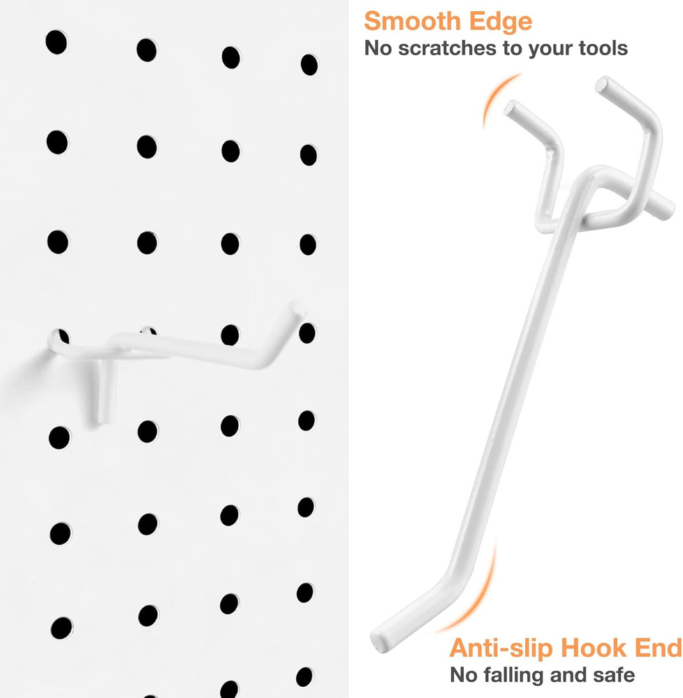 24-Pack Pegboard Hooks, 2" 4" Peg Board Tool Utility Hangers Fit 1/4" Pegboards,