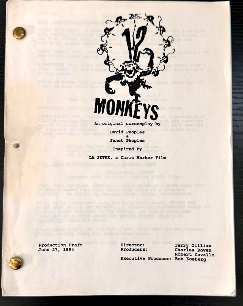 TWELVE MONKEYS David & Janet Peoples 1999 Movie Script screenplay