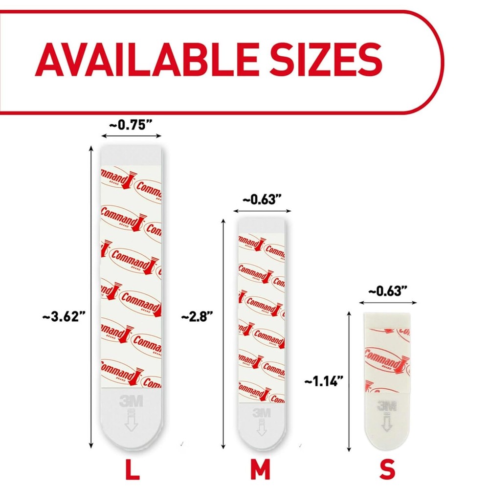Command Medium Refill Strips, 36 Damage-Free Hanging, White