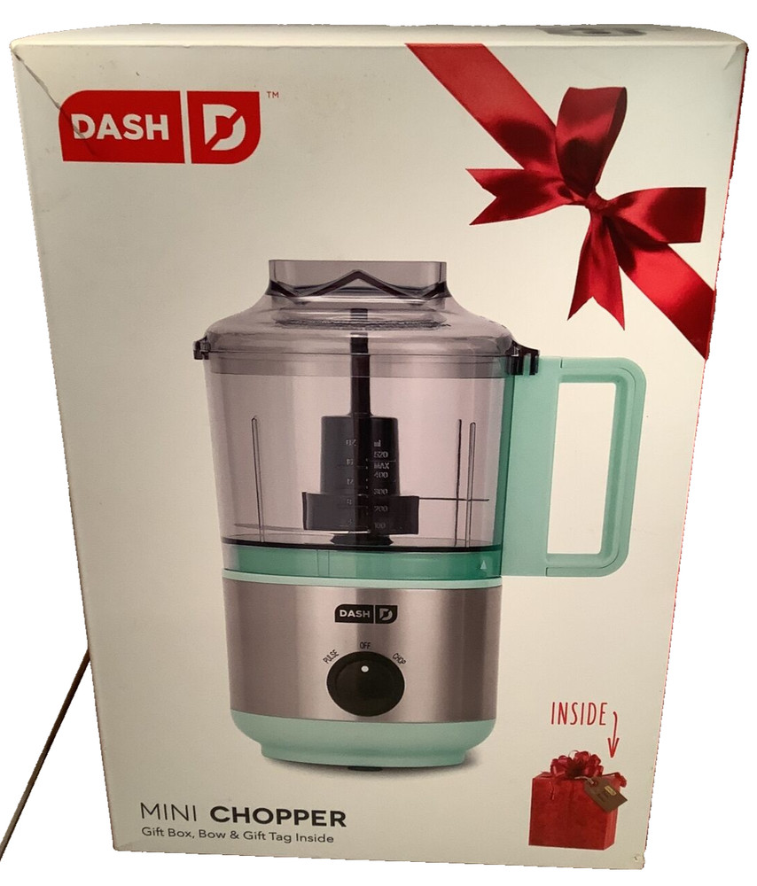 DASH Bow & Go! Mini Chopper w/Gift Box, Bow & Gift Tag inside Box -New Open Box-