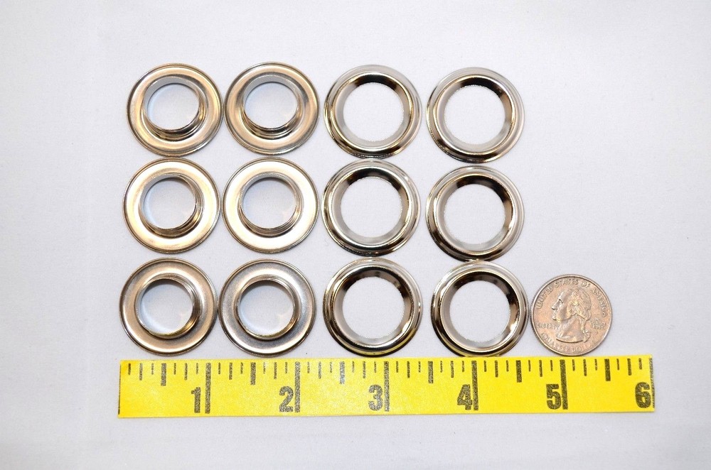 6 pcs Grommet Set, Nickel, Shiny Finish