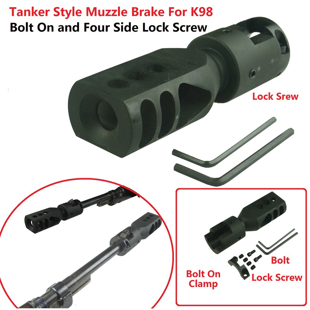 Field Sport Bolt on Tanker Style Muzzle Brake Triangular Baffles for K98