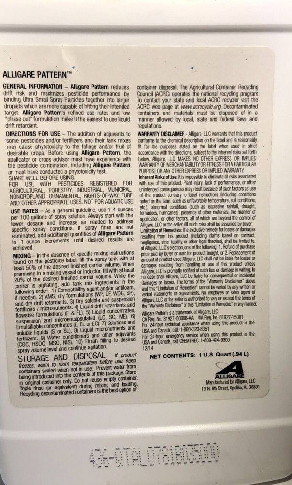 Alligare Pattern-Drift Control Agent-1ea Quart-RARE-SHIPS SAME BUSINESS DAY-NEW